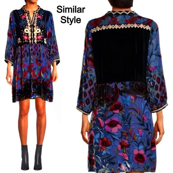 Johnny Was Velvet Long Sleeve Dress - Picture 6 of 17